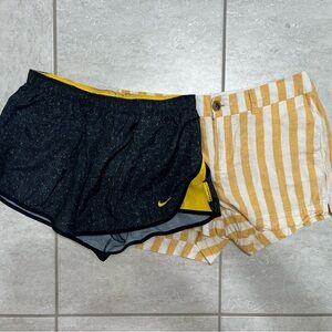 Nike Women's Black and Yellow Athletic Shorts and Linen Shorts BUNDLE